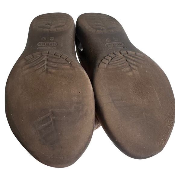 Crocs Women’s Kadee Comfort Flats Slip On Cutouts Brown Sz 7 Casual Beach Slides - Picture 10 of 15
